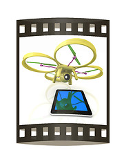 Image showing Drone with tablet pc. The film strip