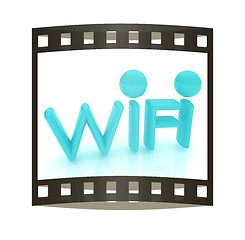 Image showing WiFi symbol. 3d illustration. The film strip