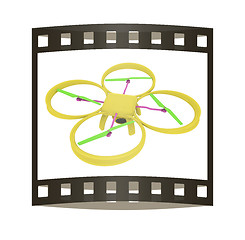 Image showing Drone, quadrocopter, with photo camera flying. 3d render. The fi