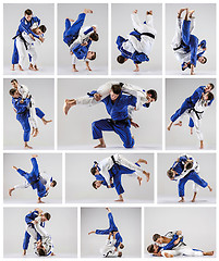 Image showing The two judokas fighters fighting men