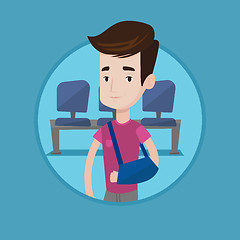 Image showing Injured man with broken arm vector illustration.