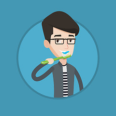 Image showing Man brushing his teeth vector illustration.