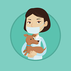 Image showing Veterinarian with dog in hands vector illustration