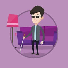 Image showing Blind man with walking stick vector illustration.