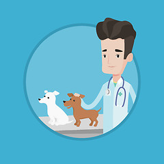 Image showing Veterinarian examining dogs vector illustration.