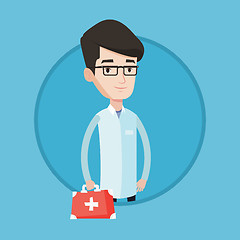 Image showing Doctor holding first aid box vector illustration.