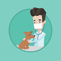 Image showing Veterinarian examining dog vector illustration.