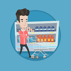 Image showing Customer with shopping cart vector illustration.