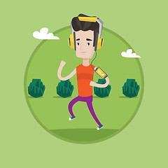 Image showing Man running with earphones and smartphone.