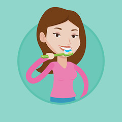 Image showing Woman brushing her teeth vector illustration.