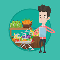 Image showing Man with shopping list vector illustration.