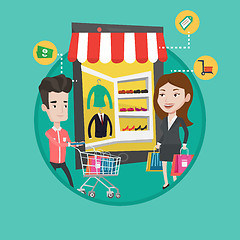 Image showing Man and woman doing shopping online.