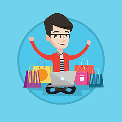 Image showing Man shopping online vector illustration.