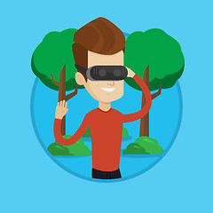 Image showing Man wearing virtual reality headset in the park.