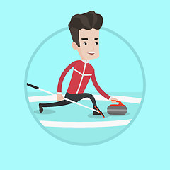 Image showing Curling player playing on rink.