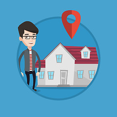 Image showing Realtor on background of house with map pointer.