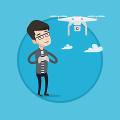 Image showing Man flying drone vector illustration.