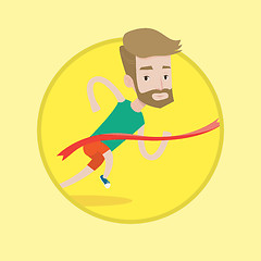 Image showing Athlete crossing finish line vector illustration.