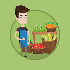 Image showing Friendly supermarket worker vector illustration.