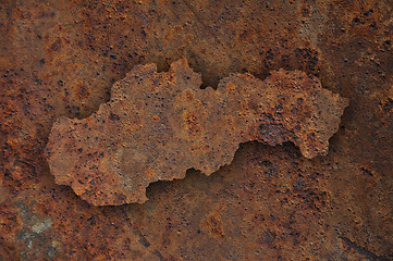 Image showing Map of Slovakia on rusty metal