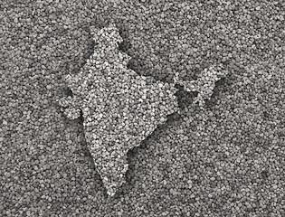 Image showing Map of India on poppy seeds