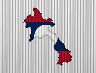 Image showing Map and flag of Laos on corrugated iron