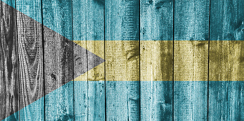 Image showing Flag of Bahamas on weathered wood