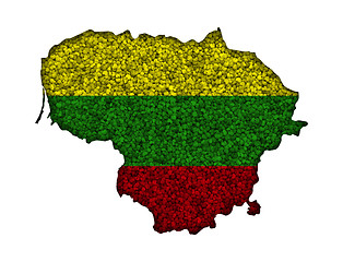 Image showing Map and flag of Lithuania on poppy seeds