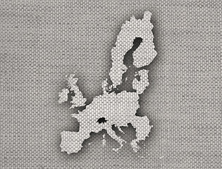 Image showing Map of the EU on old linen