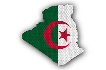 Image showing Map and flag of Algeria on old linen