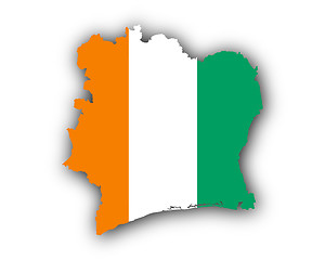 Image showing Map and flag of Ivory Coast