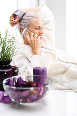 Image showing Wellness, woman relaxing in the beauty salon