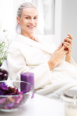 Image showing Wellness, woman relaxing in the beauty salon