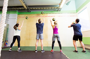 Image showing group of people with medicine ball training in gym