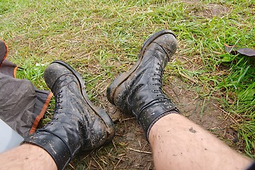 Image showing Worn Muddy Boots