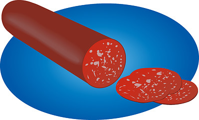 Image showing Pepperoni salami sliced illustration