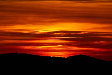 Image showing Sunset Hilly Landscape