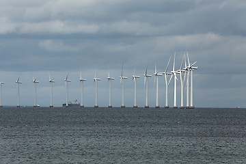 Image showing Wind tubines near the coast