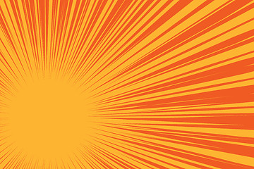 Image showing Yellow sun on a red background, pop art comic background