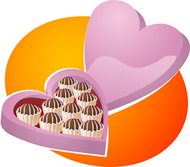 Image showing Heart-shaped box of chocolates