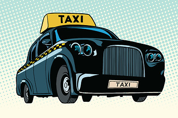 Image showing Black taxi with a yellow sign