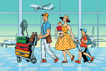 Image showing Family travelers at the airport