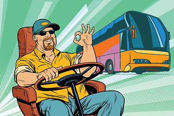 Image showing okay tourist bus driver