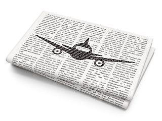 Image showing Travel concept: Aircraft on Newspaper background