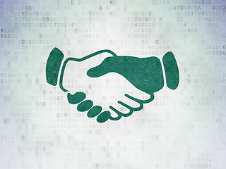 Image showing Politics concept: Handshake on Digital Data Paper background