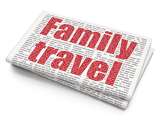 Image showing Tourism concept: Family Travel on Newspaper background