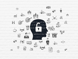 Image showing Finance concept: Head With Padlock on wall background