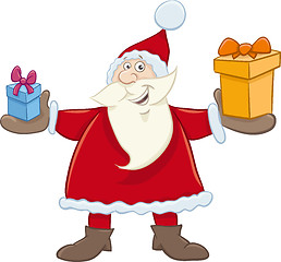 Image showing santa claus with gifts cartoon