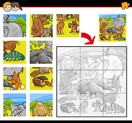 Image showing jigsaw puzzle activity with animals