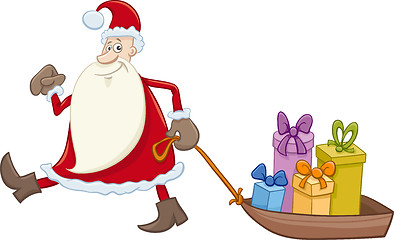 Image showing santa claus with gifts on sledge